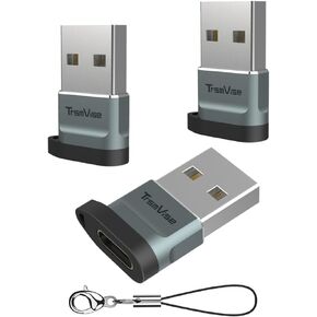 USB to USB C Adapter[3 Pack],Type C Female to USB A Male Adapter,USB Type C to USB A Charger Cable Converter for iPhone 15 Plus Pro Max,Apple Watch,AirPods,iPad,for Samsung Galaxy S24 23,Car