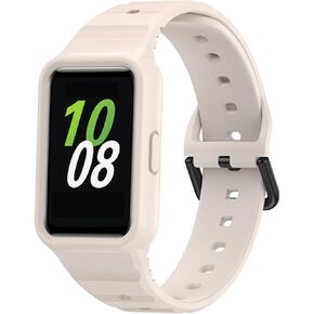 Compatible with Samsung Galaxy FIT3 Rugged Bumper Case with Band, Sport Silicone Protective Case for Samsung Galaxy FIT 3 Smart Watch for Women Men