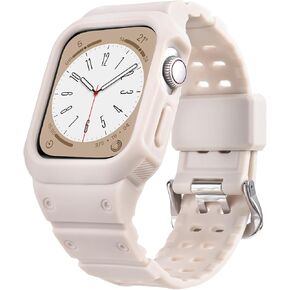 Apple Watch Band 45mm 44mm 42mm 41mm 40mm 38mm, Apple Watch Band for Women Men Rugged Bumper, Apple Watch Band with Case for Series 9 8 7 6 SE 5 4 3 2 1 Water Sweat Shock-Proof Sport