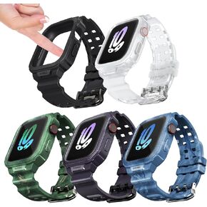 HALLEAST 5 Pack Compatible with for Apple Watch Case with Band 44/45mm