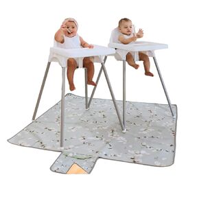 Baby Splat Mat for Under High Chair Food Catcher w/Zippered Pocket & Handle - 51"x51" Waterproof, Versatile, Machine Washable, & Non-Slip Under High Chair Mat for Floor for Kids Meals & Crafts