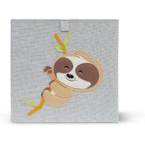 Gav & Griff E. Bear Co. Sloth Storage Cube, Box, Organizer, Container, Bin, 13 inch Kids Cubby, Sloth Design 3 Grey