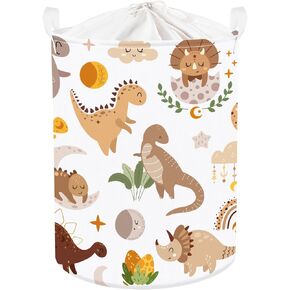 Clastyle Large Boho Dinosaur Boy Basket Rectangle Sleeping Dino Clothes Basket for Bedroom Kid Rainbow Gift Toy Chest Baby Shower Basket Book Bin Organizer