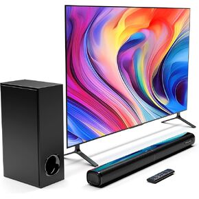 Nylavee Sound Bar with Wired Subwoofer - 2.1CH Sound Bar for Smart TV with Dolby Audio, 240W Peak Power Bluetooth Soundbar for TV, Bass Boost, Surround Sound TV Speaeks with HDMI ARC/Optical/AUX in Kuwait