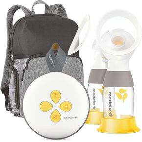 مجموعة Medela Swing Maxi Pump Your Way الفاخرة مع مجموعة أكواب حمالة الصدر القابلة للارتداء ودروع الثدي المرنة PersonalFit