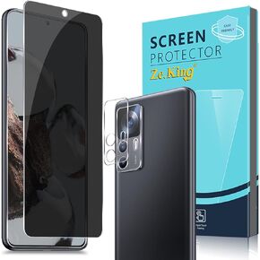 [2+2 Pack] Xiaomi 12T Pro Privacy Tempered Glass Screen Protector (2 Pack) + Camera Lens Protector (2 Pack), [Bubble Free] [Anti-Scratch] HD Clarity 9H Hardness