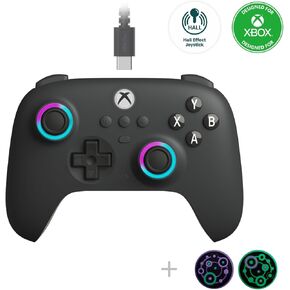 8Bitdo Ultimate C Hall Effect Joysticks/Hall Trigger Wired Controller with RGB Lighting Fire Ring, 3.5mm Audio Jack for Xbox Series X|S, Xbox One, Windows 10/11 - Officially Licensed (Dark Green) in Kuwait