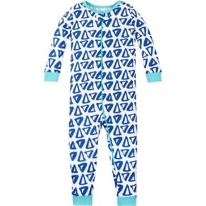 ملابس نوم من قطعة واحدة قابلة للتمدد من Lamaze Organic للأطفال الرضع والأولاد الصغار، بدون أقدام، سحاب، مثلثات زرقاء، 9 أشهر in Kuwait