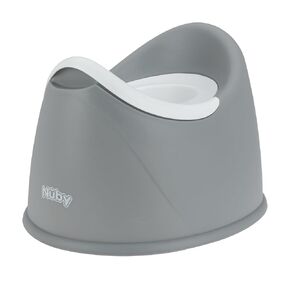 Nuby Beginner's Potty Training Seat - Removable Bowl and Integrated Splash Guard - 9+ Months - Gray