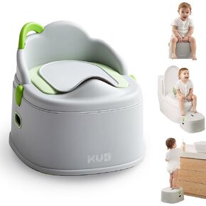 KÜB 3-in-1 Potty Training Toilet (Chair, Seat, Step Stool) - 9 CM Splash Guard, One-Click Assembly, Easy to Clean - Versatile Toddler Potty Trainer for Boy Girl - Green in Kuwait