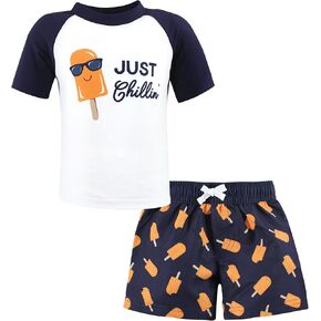 Hudson Baby Unisex Baby Swim Rashguard Set, Just Chillin, 12-18 Months