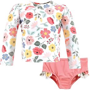 Hudson Baby Unisex Baby Swim Rashguard Set, Modern Botanical, 6-9 Months