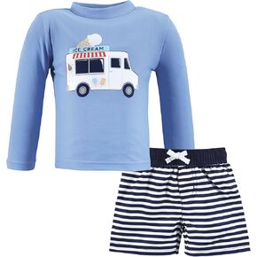 Hudson Baby Unisex Baby Swim Rashguard Set, Ice Cream Truck, 3T
