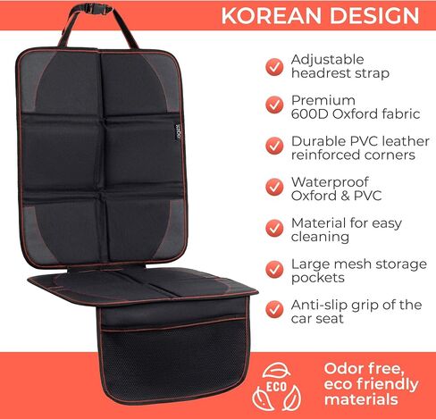 Car Seat Protector for Child Car Seat Cushion Mat Thickest Padding, Waterproof 600D Fabric Car Seat Covers for Non-Slip Backing Mesh Pockets for Seat Cover Pad for Dogs in Saudi Arabia