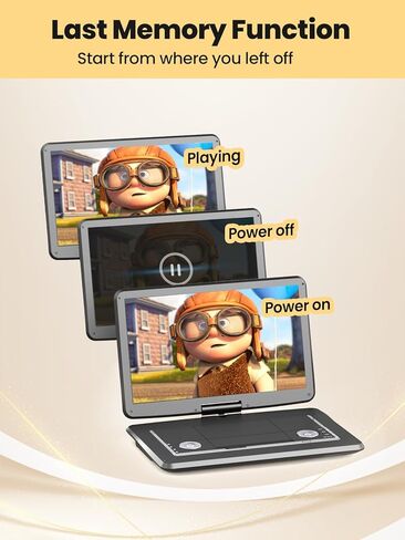 مشغل DVD محمول Arafuna مقاس 18 بوصة مع بطارية قابلة للشحن لمدة 5 ساعات، وشاشة دوارة عالية الدقة مقاس 16 بوصة مع مكبرات صوت استريو مزدوجة، ودعم تلفزيون USB/SD/مزامنة، ومناطق مجانية، والذاكرة الأخيرة in Kuwait