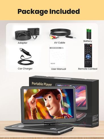 مشغل DVD محمول Arafuna مقاس 18 بوصة مع بطارية قابلة للشحن لمدة 5 ساعات، وشاشة دوارة عالية الدقة مقاس 16 بوصة مع مكبرات صوت استريو مزدوجة، ودعم تلفزيون USB/SD/مزامنة، ومناطق مجانية، والذاكرة الأخيرة in Kuwait