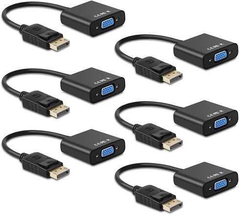 Display Port to VGA, Multi-pack Gold-Plated DisplayPort to VGA Converter Adapter (Male to Female) for Computer, Desktop, Laptop, PC, Monitor, Projector, HDTV, HP, Lenovo, Dell, ASUS and More (6-pack) in Saudi Arabia
