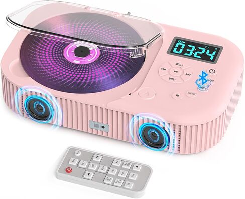 Portable CD Player with Bluetooth 5.3 Transmitter, Rechargeable CD Player with Dual Stereo Speakers, Anti-Skip CD Players for Home with FM Radio/Large LCD Display/Type-C,Support AUX/USB for Kids Gifts in Saudi Arabia