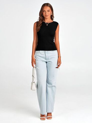 PRETTYGARDEN المرأة مضلع تانك القمم 2024 الصيف Crewneck بلوزات بلا أكمام عادية ضيق سليم المجهزة متماسكة الأساسية تي شيرت in Saudi Arabia