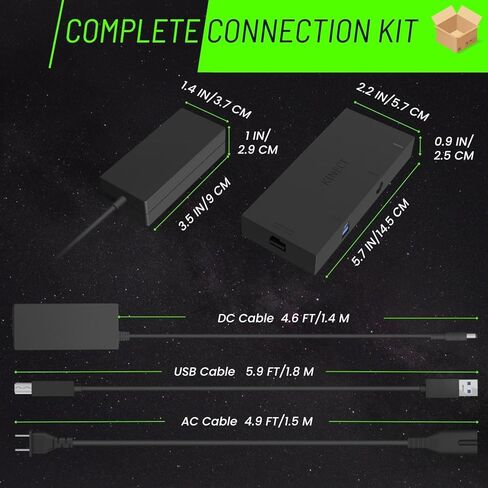 محول TNP Kinect لأجهزة Xbox One S - محول Kinect سهل الاستخدام لأجهزة Xbox One X/S، ومحول USB 3.0 Kinect PC لأجهزة الكمبيوتر التي تعمل بنظام Windows مع محول الطاقة المتضمن وكابل طاقة التيار المتردد وكابل USB 3.0 in Saudi Arabia