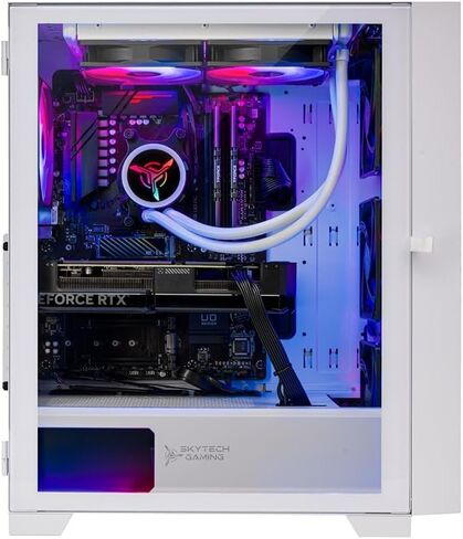 كمبيوتر سطح المكتب Skytech Shiva للألعاب، Ryzen 7 7700X 4.5 جيجا هرتز (5.4 جيجا هرتز Turbo Boost)، NVIDIA RTX 4060 8 جيجا GDDR6X، 2 تيرابايت SSD، 16 جيجا DDR5 RAM 5200، 650 وات GOLD PSU، 360 مم ARGB AIO، Wi-Fi، Win 11 Home in Kuwait