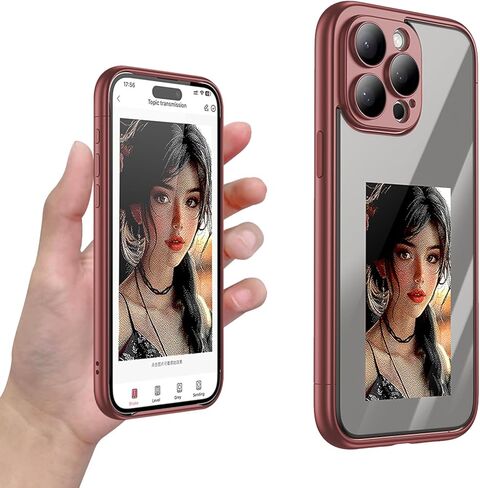 حافظة هاتف ذكية ذات حواف ذكية لعرض شاشة الحبر بأربعة ألوان - تدعم عرض 3.5 صورة، نقل NFC، صور مخصصة DIY، 2 في 1، يمكن استخدامها بشكل منفصل للوحة الخلفية المغناطيسية (جديد 2024) in Kuwait