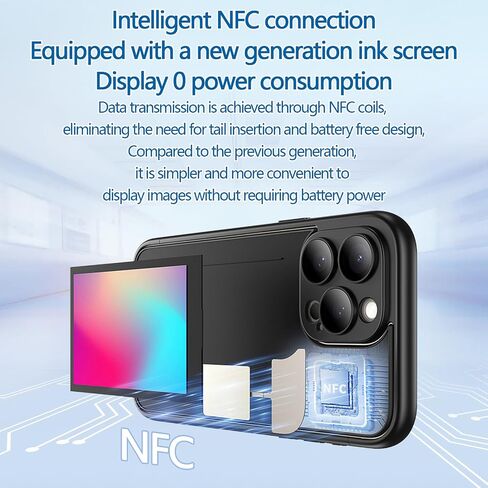 Fourmore four color ink screen projection smart border phone case - supports displaying 3.5 Picture, NFC transfer, DIY custom images, 2-in-1, can be used separately for magnetic backboard (new 2024) in Saudi Arabia