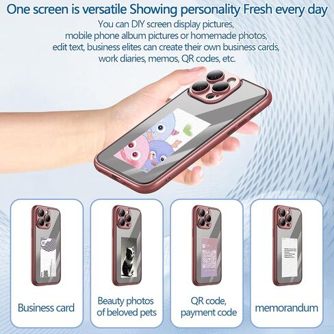 حافظة هاتف ذكية ذات حواف ذكية لعرض شاشة الحبر بأربعة ألوان - تدعم عرض 3.5 صورة، نقل NFC، صور مخصصة DIY، 2 في 1، يمكن استخدامها بشكل منفصل للوحة الخلفية المغناطيسية (جديد 2024) in Kuwait