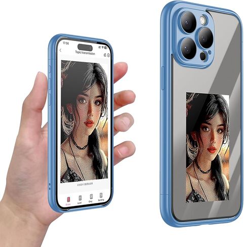 Fourmore four color ink screen projection smart border phone case - supports displaying 3.5 Picture, NFC transfer, DIY custom images, 2-in-1, can be used separately for magnetic backboard (new 2024) in Saudi Arabia