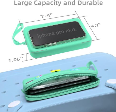 Zippered Silicone Phone Holder for Bogg Bag X-Large with 15 Charm, Accessories Attachment for Bogg Beach Bags Tote Bag Green in Saudi Arabia