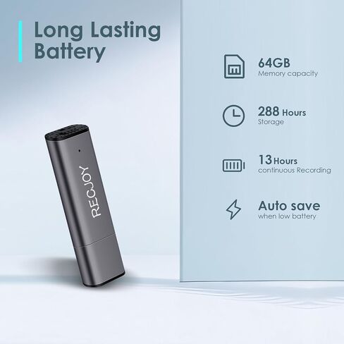 64GB Digital Voice Recorder USB Recording Device 512Kbps 288Hours Voice Activated Recorder,Audio Recorder for Lectures Interview Meetings,Noise Reduction Rechargeable in Saudi Arabia
