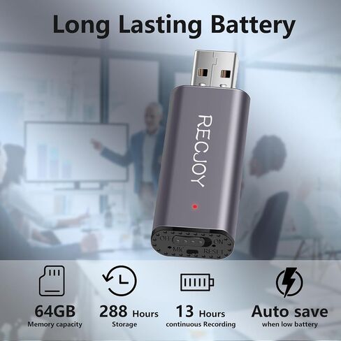 64GB Digital Voice Recorder USB Recording Device 512Kbps 288Hours Voice Activated Recorder,Audio Recorder for Lectures Interview Meetings,Noise Reduction Rechargeable in Saudi Arabia
