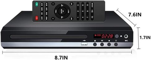 مشغل DVD للتلفزيون المنزلي ومشغل الأقراص المضغوطة مع جهاز تحكم عن بعد 1080P HD مدمج، كابلات HDMI وRCA مجانية لجميع المناطق، مدخل USB، شاشة دعم وجهاز عرض، أجهزة تلفزيون جديدة وقديمة in Kuwait