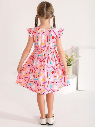 Baby Girls Clothes Little Girl Back to School Dress Fly Sleeve Kids Dresses Toddler Summer Sundress 3T 4T 5T 6T 7T 8T in Saudi Arabia