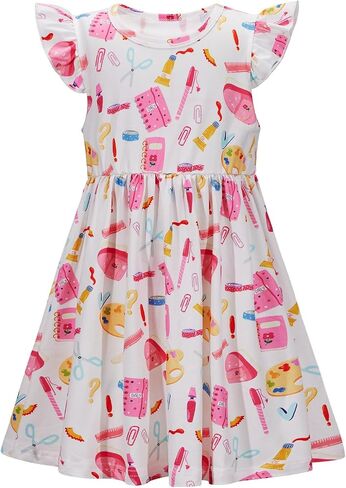 Baby Girls Clothes Little Girl Back to School Dress Fly Sleeve Kids Dresses Toddler Summer Sundress 3T 4T 5T 6T 7T 8T in Saudi Arabia