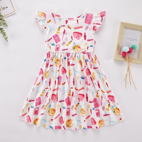 Baby Girls Clothes Little Girl Back to School Dress Fly Sleeve Kids Dresses Toddler Summer Sundress 3T 4T 5T 6T 7T 8T in Saudi Arabia