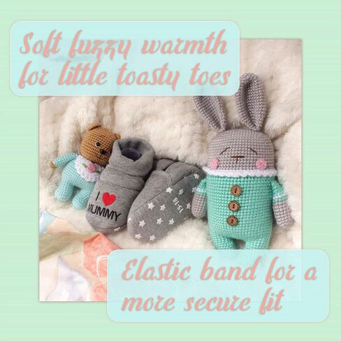 BambooMN Infants Toddler Soft Warm Plush Cozy Fuzzy Cartoon Animal Slippers Booties Socks Shoes in Saudi Arabia