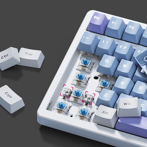Qisan Mechanical Gaming Keyboard Mouse Combo Set Wired Keyboard Blue Switch 100 Keys Blue Backlit US Layout 8 Button Programmable 6 Level DPI Adjustable Gaming Mouse | Computer Keyboards in Saudi Arabia