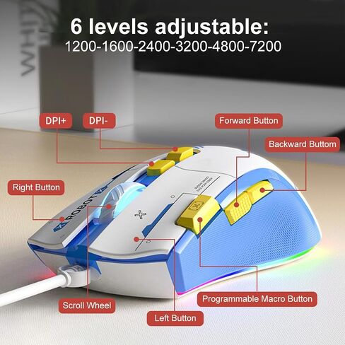 Qisan Mechanical Gaming Keyboard Mouse Combo Set Wired Keyboard Blue Switch 100 Keys Blue Backlit US Layout 8 Button Programmable 6 Level DPI Adjustable Gaming Mouse | Computer Keyboards in Saudi Arabia