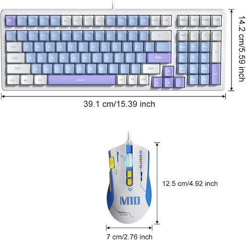 Qisan Mechanical Gaming Keyboard Mouse Combo Set Wired Keyboard Blue Switch 100 Keys Blue Backlit US Layout 8 Button Programmable 6 Level DPI Adjustable Gaming Mouse | Computer Keyboards in Saudi Arabia