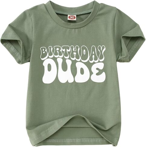 Birthday Dude Shirt Toddler Baby Boy Funny Letter Birthday T-Shirt Kids Summer Short Sleeve Party Gifts Tees Top in Saudi Arabia