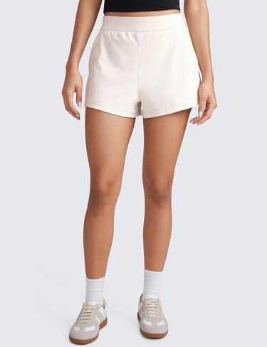 CRZ YOGA 4-Way Stretch Womens Shorts Casual Comfy High Waisted Golf Hiking Lounge Athletic Short with Pockets in Saudi Arabia