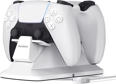 PS5 Controller Charging Station, Dual Controller Charging Dock for Playstation 5 with Fast Charging 5V/2A Type-C Cable, Overcharge Protection Function, PS5 Charging Station, White in Saudi Arabia