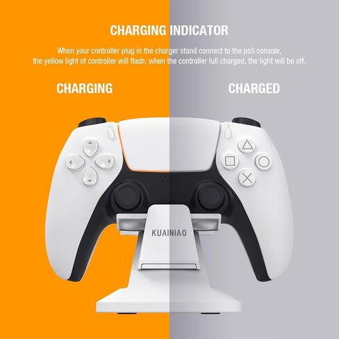 PS5 Controller Charging Station, Dual Controller Charging Dock for Playstation 5 with Fast Charging 5V/2A Type-C Cable, Overcharge Protection Function, PS5 Charging Station, White in Saudi Arabia