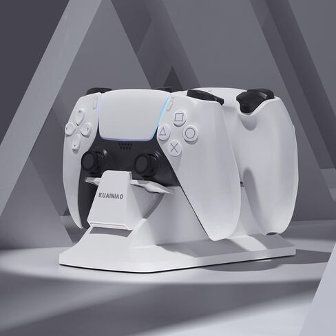 PS5 Controller Charging Station, Dual Controller Charging Dock for Playstation 5 with Fast Charging 5V/2A Type-C Cable, Overcharge Protection Function, PS5 Charging Station, White in Saudi Arabia