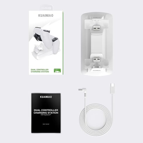 PS5 Controller Charging Station, Dual Controller Charging Dock for Playstation 5 with Fast Charging 5V/2A Type-C Cable, Overcharge Protection Function, PS5 Charging Station, White in Saudi Arabia
