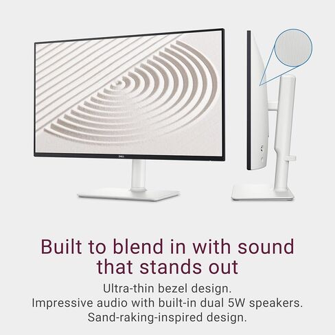Dell S2425HS Monitor - 23.8 Inch, FHD (1920x1080) Display, 100Hz refresh rate 1500:1 contrast ratio, TÜV Rheinland Eye comfort 4 Star, Integrated 2x5W speaker, Height/Tilt/Swivel/Pivot - Ash White in Saudi Arabia