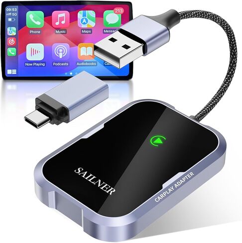 محول Carplay اللاسلكي لجهاز iPhone، محول Car Play اللاسلكي لعام 2024 لأجهزة Apple يحول محول CarPlay السلكي إلى محول CarPlay اللاسلكي، مناسب للسيارات من عام 2015 مع OEM Wired CarPlay، iPhone 6+، التوصيل والتشغيل in Kuwait