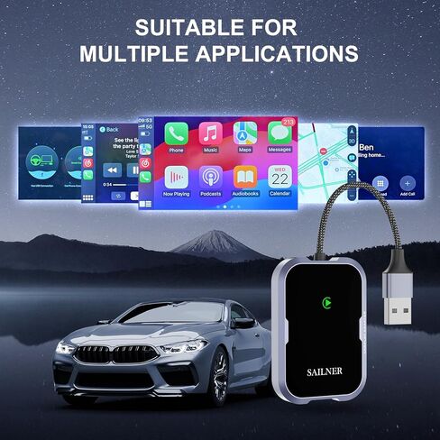 محول Carplay اللاسلكي لجهاز iPhone، محول Car Play اللاسلكي لعام 2024 لأجهزة Apple يحول محول CarPlay السلكي إلى محول CarPlay اللاسلكي، مناسب للسيارات من عام 2015 مع OEM Wired CarPlay، iPhone 6+، التوصيل والتشغيل in Kuwait