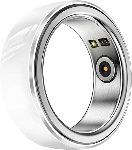 Revo Smart Ring - Fitness Ring Health Tracker - Sleep Tracking - Heart Rate Monitor - IP68 Waterproof - 400mah Docking Station Powerbank - White (10) in Saudi Arabia